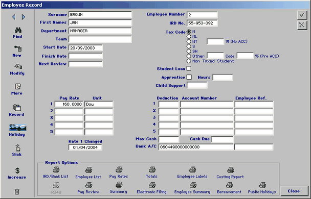 employee details